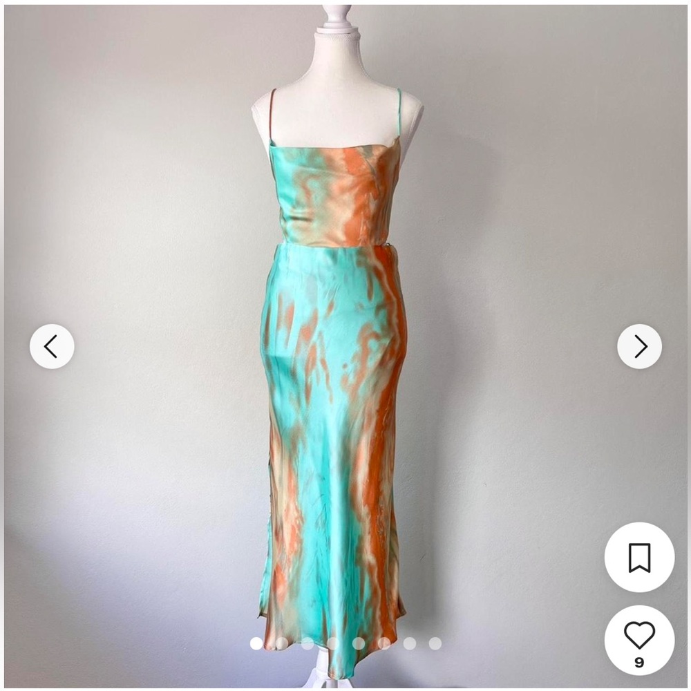 Vibrant Strapless Dress in Teal and Orange
